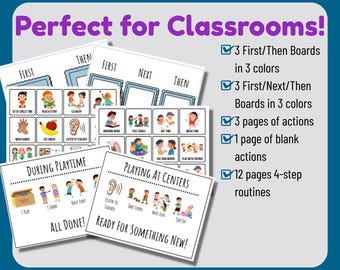 Editable First Then Boards, Visual Schedule Cards for Preschool Transitions