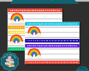 Printable Rainbow Theme Name Tags for Kids' Desks, Prek or Elementary School