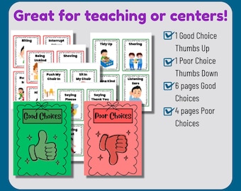 Editable Flashcards for Good And Poor Choices, Classroom Teaching Aid