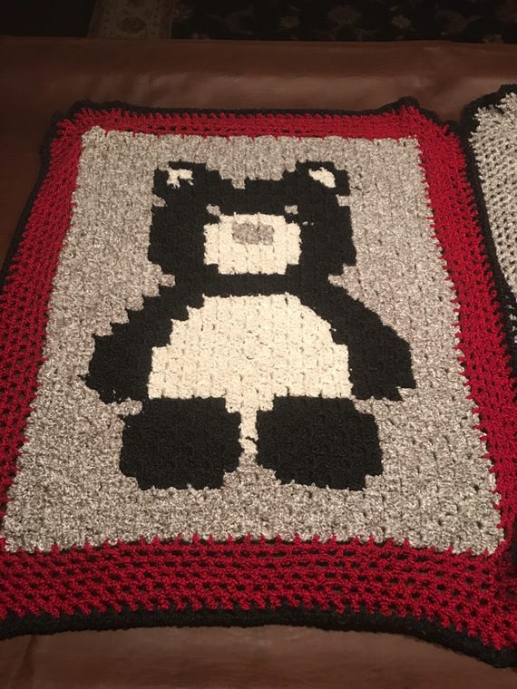Crocheted Bear afghan ~35”x 45”.  Made to order so you can choose the colors.