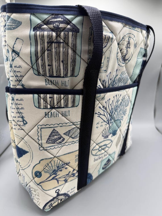 Handmade Coastal Quilted Tote Bag | Nautical | Handmade Gift