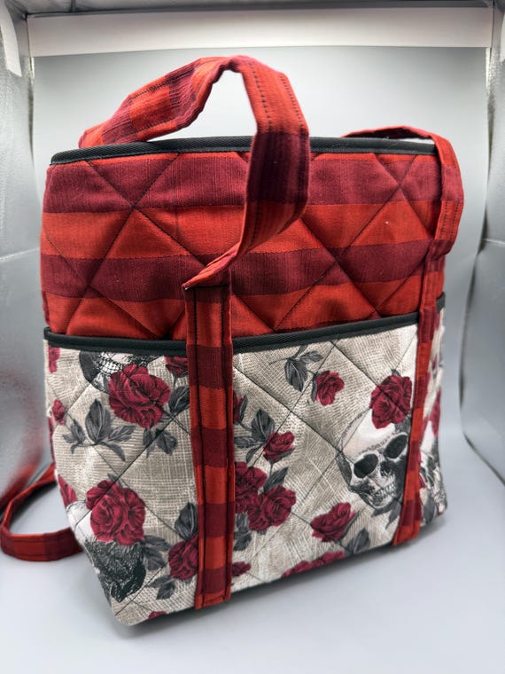 Handmade Quilted Tote Bag | Skull & Rose | Handmade Gift