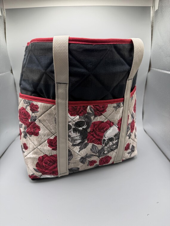 Handmade Quilted Tote Bag | Skull & Rose | Handmade Gift