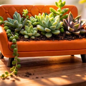 9 Inch Miniature Sofa Planter & Desk Organizer - 3D Printed