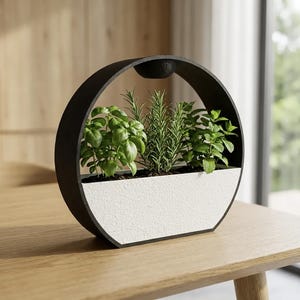 Vaso per erbe aromatiche autoirrigante, orto di erbe aromatiche per interni, decorazione moderna e minimalista per la casa, vaso a goccia, stampato in 3D, regalo per l'inaugurazione della casa.