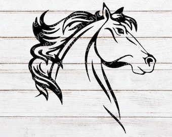Horse SVG - Horse Head SVG - Rodeo Horse - Cowboy - Cowgirl - Ranch - Farm - Horse Drawing - Cut File for Cricut Digital Download.
