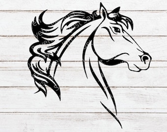 Caballo SVG - Cabeza de caballo SVG - Caballo de rodeo - Vaquero - Vaquera - Rancho - Granja - Dibujo de caballos - Archivo de corte para descarga digital de Cricut.