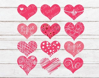 Valentine Heart Bundle SVG - Valentine Bundle SVG - Farmhouse Heart SVG - Hand Drawn Heart - Cricut Cut File - Digital Download - Glowforge.