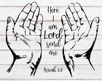 Here I Am Send Me / Isaiah 6: 8 / SVG / Christian Wall Art / Cricut Cut File / Mug Press / Bible Verse / Scripture / Digital.
