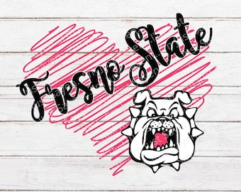 Bulldog | Fresno State Bulldog Scribble Heart SVG  -  FSU State Bulldogs - Digital Download | Layered Cricut Cut File.