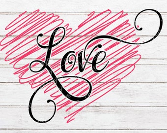 Valentine Scribble Love Heart SVG - Scribble Love Heart SVG - Valentine SVg - Scribble Heart SVg - Dibujado a mano - Cortar archivo - Descarga digital.