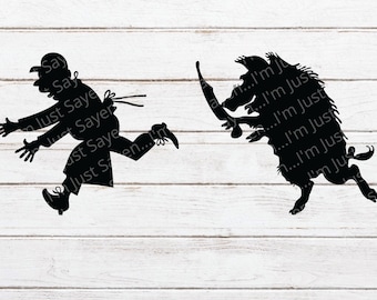 Butcher SVG / Butcher Running from Pig with Cleaver SVG / Silhouette Svg / Glowforge Sign / Wood Laser / Digital Download / Cricut CutFile.