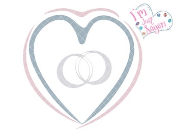 Corazón Anillos de boda Propuesta de compromiso Amor Matrimonio Digital Descargar SVG, dxf, eps, jpg, pdf, png, Cortar archivo Cricut Silueta Pazzles.