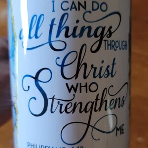 Puedo hacer todas las cosas a través de Cristo / NKJV / Filipenses 4:13 / Cricut Mug Press / Coaster / Sublimation Template Design / PNG. imagen 4