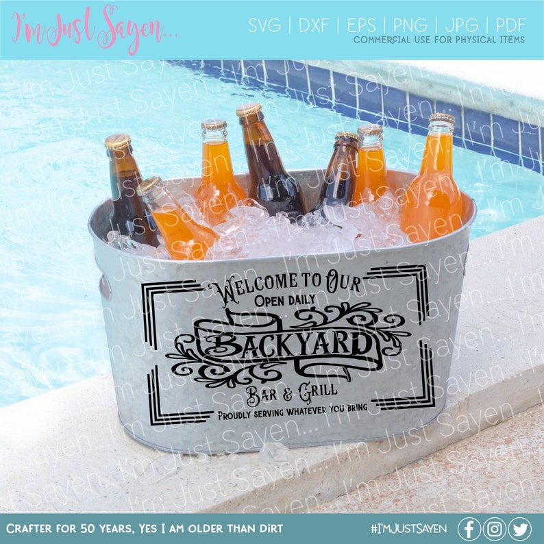 Welcome SVG Farmhouse Sign Welcome to our Backyard SVG Bar and Grill SVg Proudly Serving What You Bring SVG Digital Download. image 4