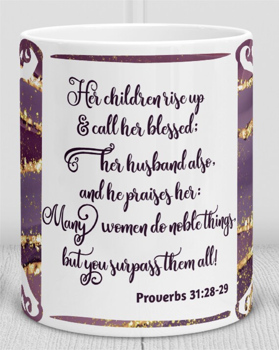 Custom Christian Scripture Engraved Tumbler: Proverbs 31:28 Her