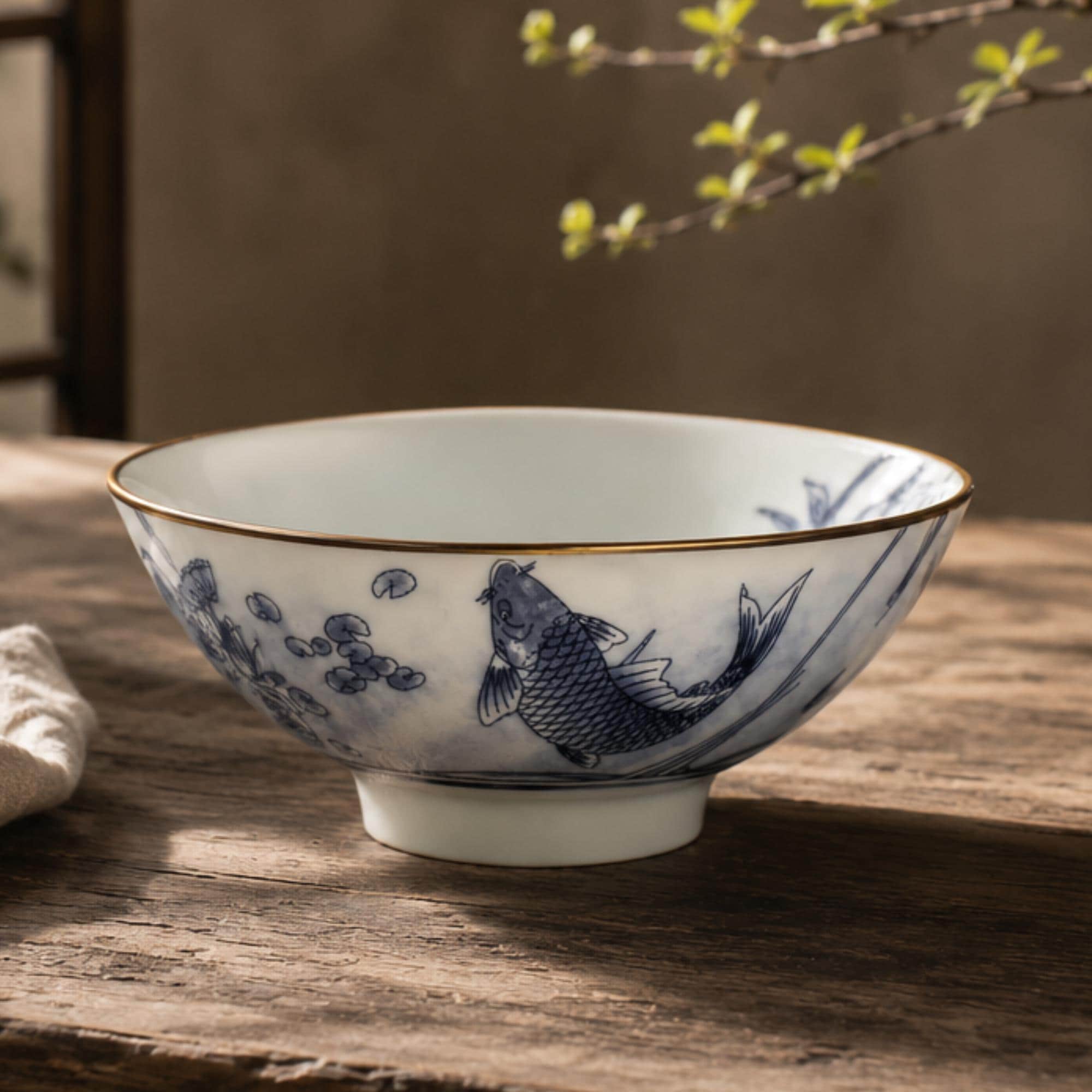Blue and White Chinese Fish Bowls - Etsy