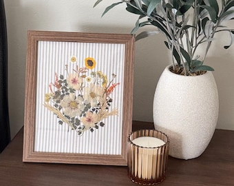 Flores prensadas de otoño en marco de 8x10 / Personalizable