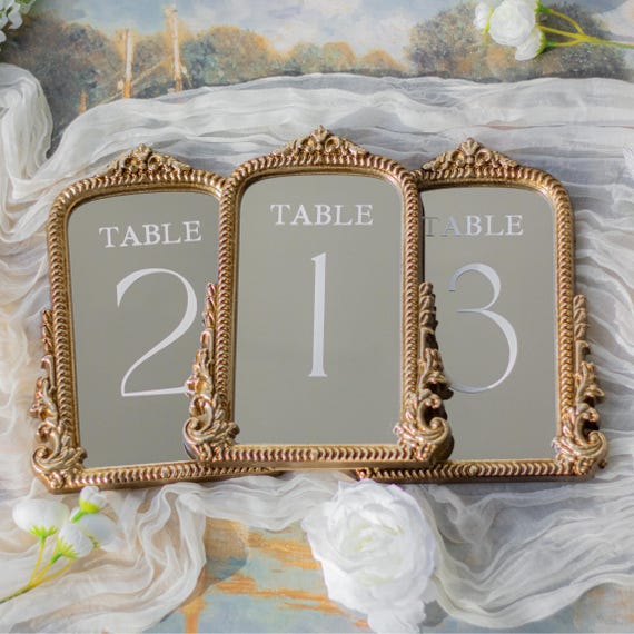 Mirror Wedding Table Numbers | Wedding Table Numbers | Wedding Table Decor | Gold Reception Decor | Mirrored Table Numbers Unique | Wed Sign