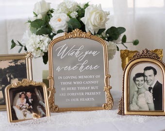 Wish You Were Here Sign Wedding Memorial Sign, In Loving Memory Wedding Memory Table, Memorial Table Sign, Wedding Ceremony Mirror