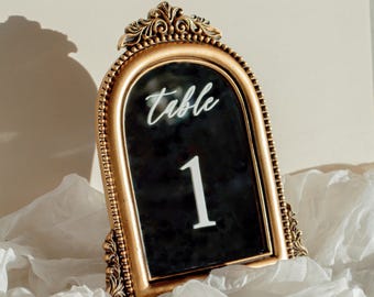 Mirror Wedding Table Numbers, Wedding Table Sign Ideas, Wedding Mirror Ceremony Sign, Wedding Reception Number Signs, Wedding Mirror Signage