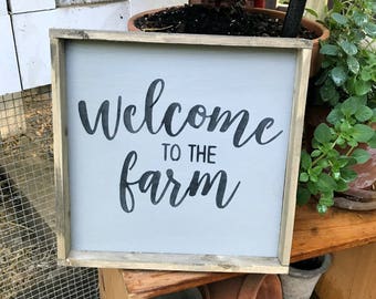 Welcome To The Farm, Rustic Farm Decor, Farmhouse Sign, Farmhouse Decor, Wooden Sign, Wood Sign Sayings, Farmhouse Style, Housewarming Gift