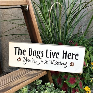 Dog Lover Gift, The Dogs Live Here...You&#39;re Just Visiting, Gift for the pet owner, House sign, Wood Sign Saying, Dog Decor