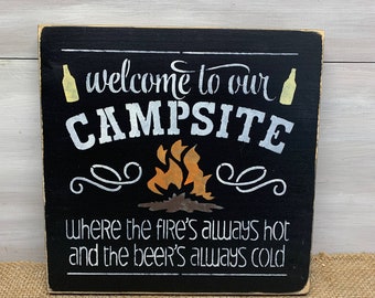 Sign for the Campsite, Camping sign, Fathers Day Gift, Rv Sign, Camping Gift, Campfire Sign, Happy Campers, Sign for Camspsite, Camping