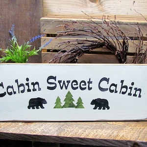 Wooden Cabin Sign, Log Cabin Decor, Cabin Sweet Cabin, Welcome Decor, Rustic Wooden Sign, Wood Signs, Cabin Saying, Camp Decor, Lakehouse