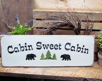 Wooden Cabin Sign, Log Cabin Decor, Cabin Sweet Cabin, Welcome Decor, Rustic Wooden Sign, Wood Signs, Cabin Saying, Camp Decor, Lakehouse