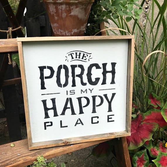 The Porch is my Happy Place Glass FREE Personalization