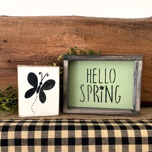 Hello Spring Set, Spring Tiered Tray Decor, Spring Signs, Spring Table Decor, Hello Spring Sign, Spring Flower, Spring Home Decor, Butterfly