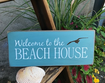 Bienvenido a la casa de playa, decoración de casa de playa, letrero de playa estilo shabby chic, letrero de bienvenida a la playa, regalo de inauguración, decoración costera, playa familiar