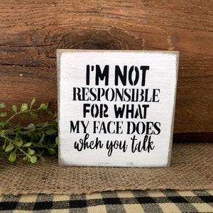 Funny Desk Decor, Office Sign, Office Decor, Coworker Gift Idea, I'm Not Responsible, Friend Gift, Resting Bitch Face, Funny Work Sign, Desk