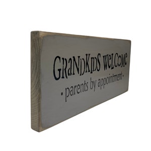 Wooden Sign, Grandkids Welcome Parents by appointment, Gift for the parents, grandparent gift, Nana and Papa sign, Rustic Wooden Sign, immagine 5