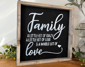 Family Decor Rustic Wooden Family Sign Gift For Friends Family Chaos Sign Whole Lot Of Love Family Decor Framed Sign