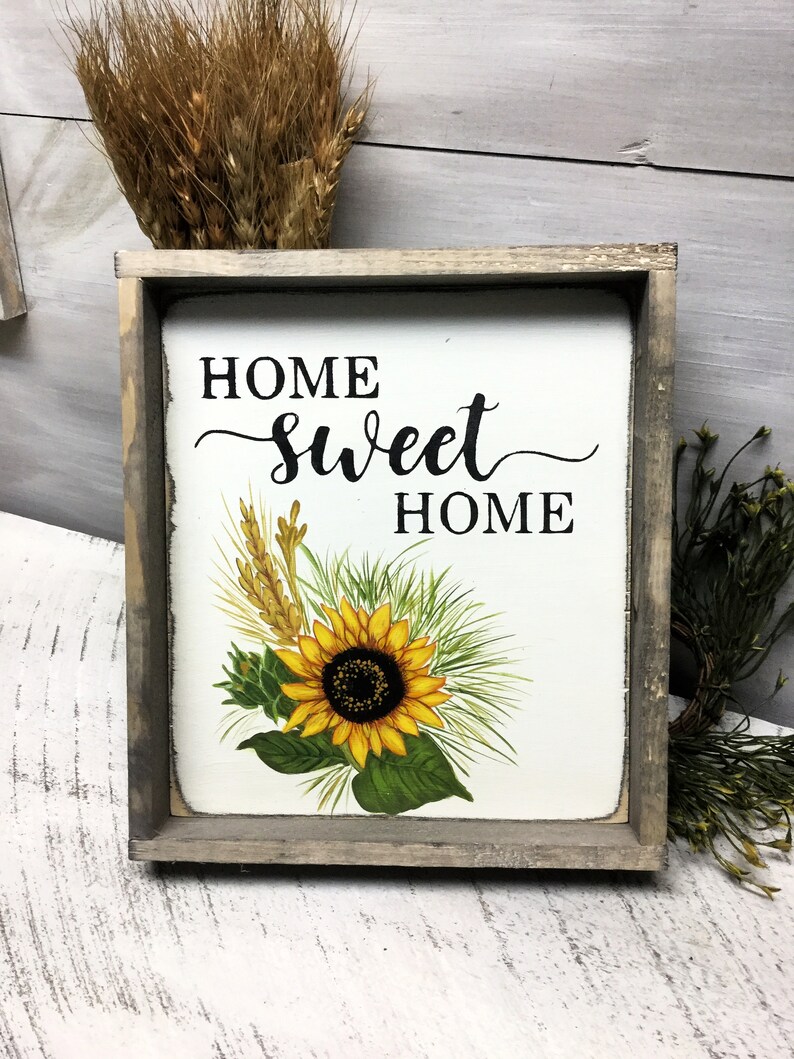 Garden Plaques Home Sweet Home Floral Wreath Design Wooden Sign Housewarming Gift Flowers Home Decor Plaques Signs