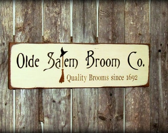 Witch Sign, Halloween Sign , Fall Decor, Harvest Autumn Sign, Olde Salem Broom Co, Rustic Wood Sign, Wood Sign Saying, Witch Decor, Wiccan