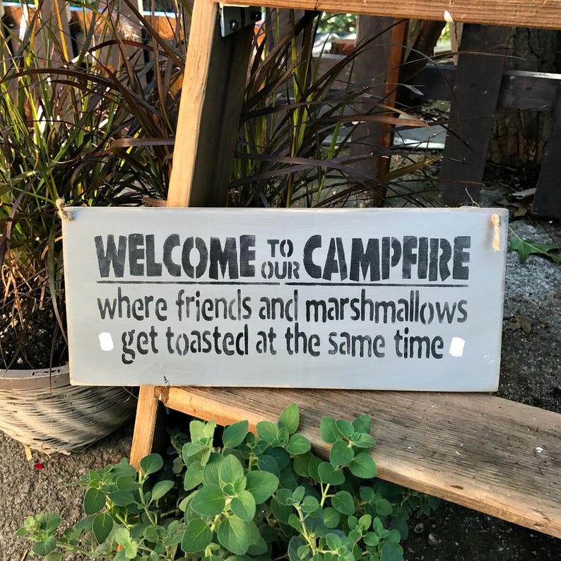 Wooden Camping Sign, Campsite Decor , Gift for the Camper, Welcome to Our Campfire, Gift For The Rv, Toasted Marshmallows, Bonfire Sign image 1