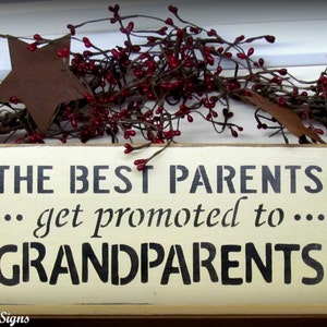 Gift for Grandparents, Wooden sign for Parents, Grandparents to Be, The Best Parents Get Promoted, Mother's Day, Expecting a Baby Gift 画像 2