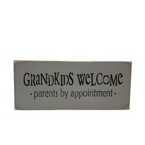 Wooden Sign, Grandkids Welcome Parents by appointment, Gift for the parents, grandparent gift, Nana and Papa sign, Rustic Wooden Sign, immagine 4