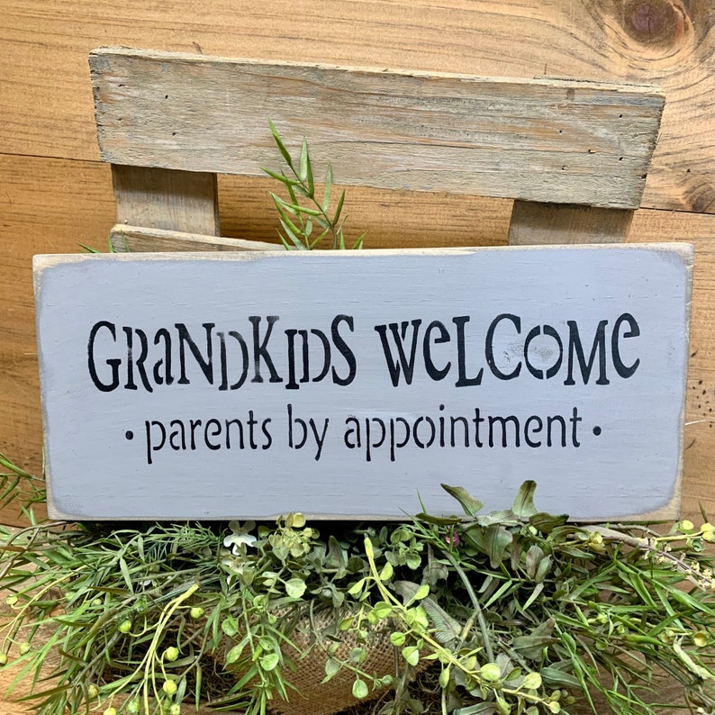 Wooden Sign, Grandkids Welcome Parents by appointment, Gift for the parents, grandparent gift, Nana and Papa sign, Rustic Wooden Sign, image 1