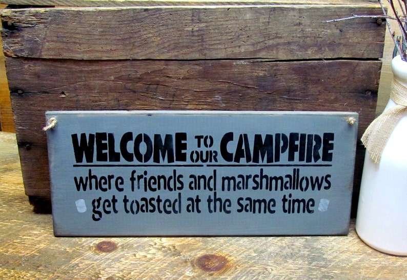 Wooden Camping Sign, Campsite Decor , Gift for the Camper, Welcome to Our Campfire, Gift For The Rv, Toasted Marshmallows, Bonfire Sign image 2