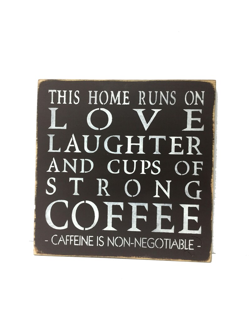 Funny Coffee sign, Wooden Sign Coffee, Home sign, Housewarming gift, This home runs on love, Family Saying, Wood Sign Saying, Coffee lover image 3