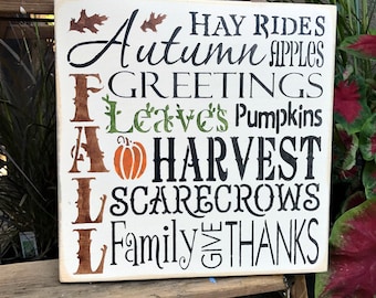 Fall Harvest Wooden Sign, Autumn Decor,  Typography Sign,  Fall Decor , Harvest Sign, Farmhouse Decor, Wood Sign Saying, Harvest Decor