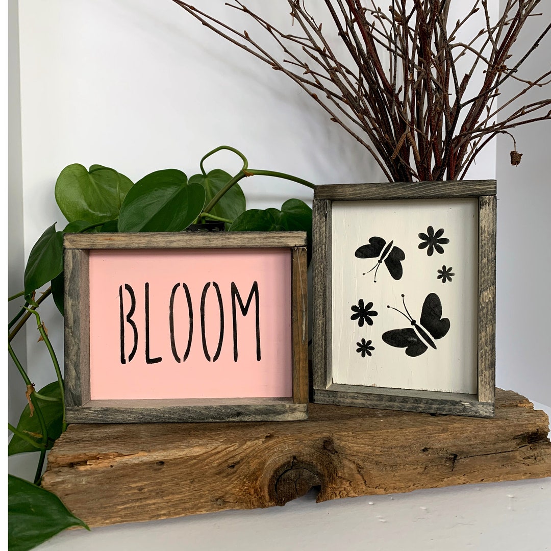Bloom, Spring Decor, Set of Spring Tiered Tray Signs, Springtime Decor ...