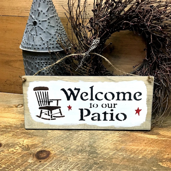 Wooden Patio Sign, Welcome to our Patio, Wood Sign Saying, Front Door Decor, Rustic Patio, Patio Decor, Patio sign, Porch and Patio