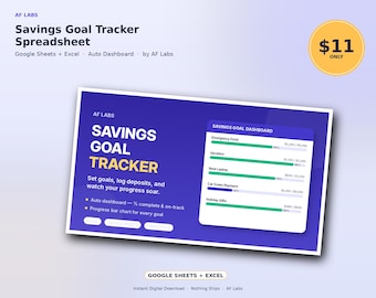 Sinking Fund Tracker Spreadsheet, Multiple Savings Goals Planner Google Sheets, Emergency Fund Vacation Fund Excel Dashboard