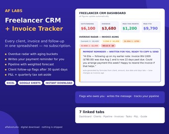 Client Tracker Google Sheets, Freelancer CRM Spreadsheet, Invoice Tracker Template, Small Business Client Management, Excel Lead Tracker
