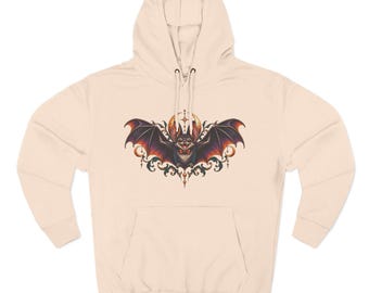 Vampire Bat Emblem Hoodie | Gothic Halloween Skull Bat Design